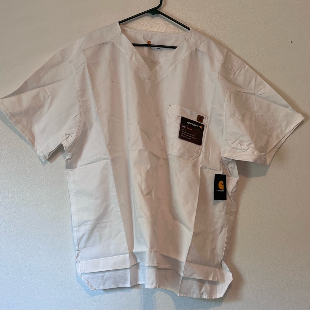 Mens carhartt white scrub top